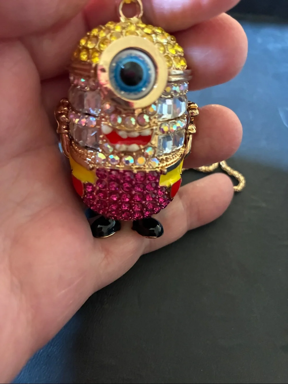 Crystal-Embellished Minion Pendant necklace  comes with chain.NWOT